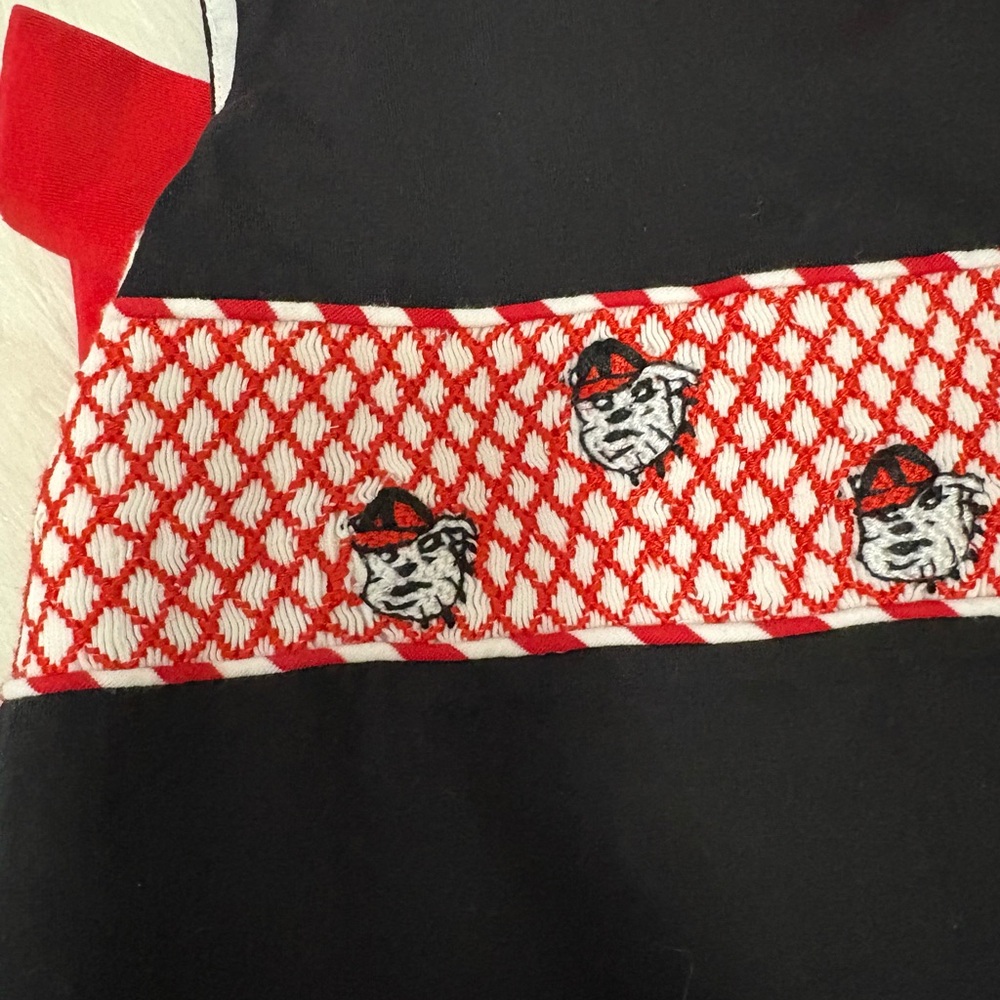 UGA Football Dawgs University of Georgia Black and Red Ruffled Toddler Top - Picture 2 of 5